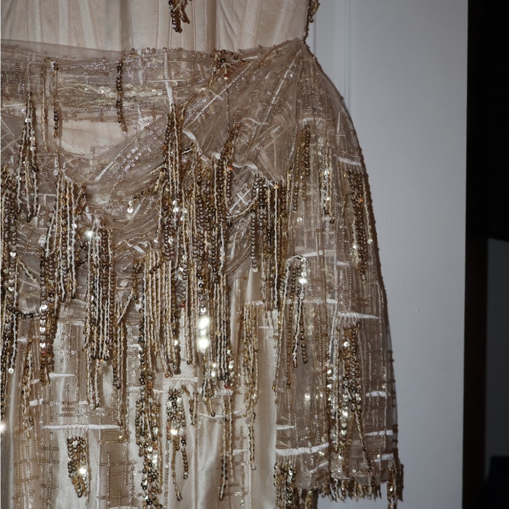 Custom Nigerian Made Couture Sequin Corset Fringe dress